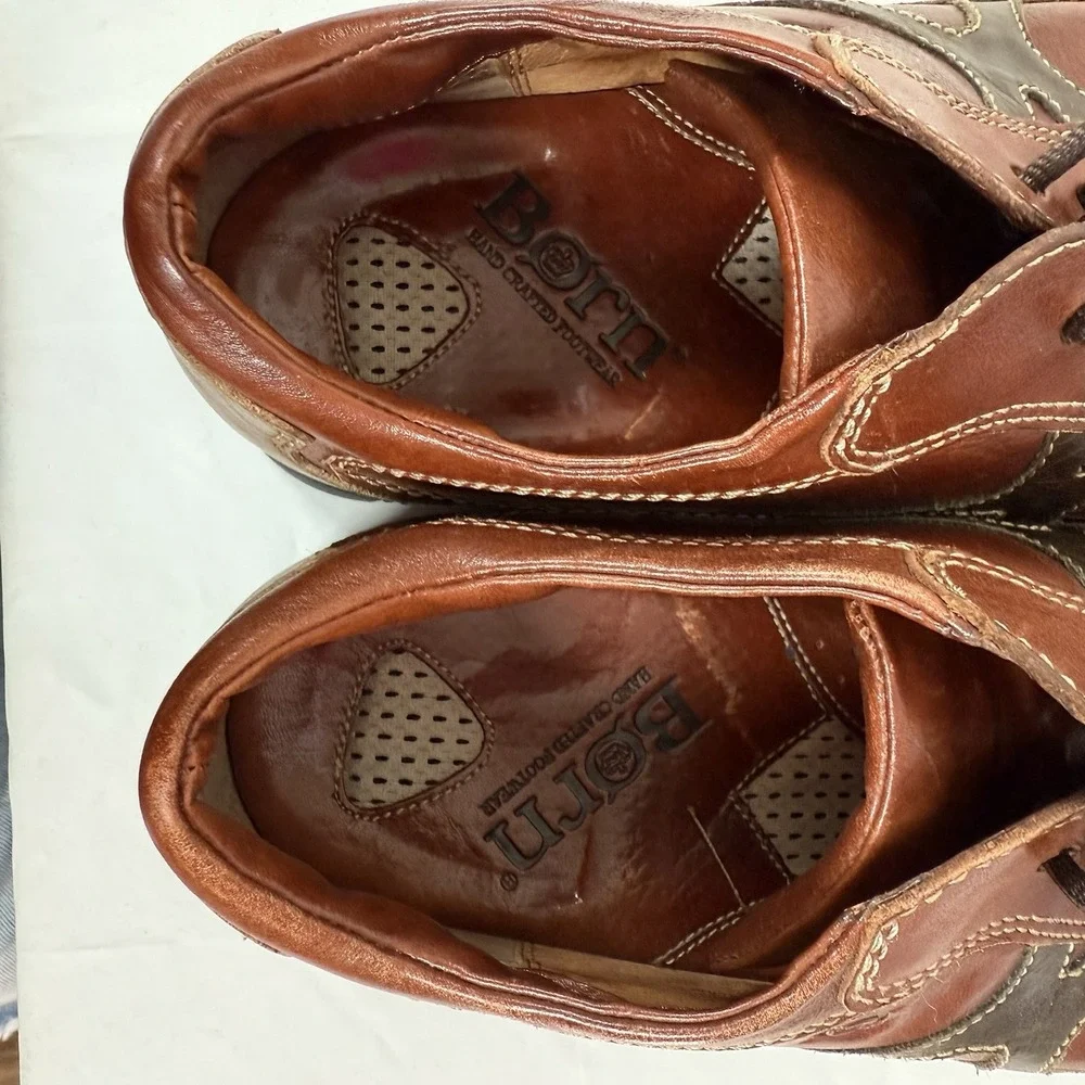 Born‎ Men's Tri Tone M/W B5449 Brown Leather Oxford Shoes Size 12/46 Round Toe